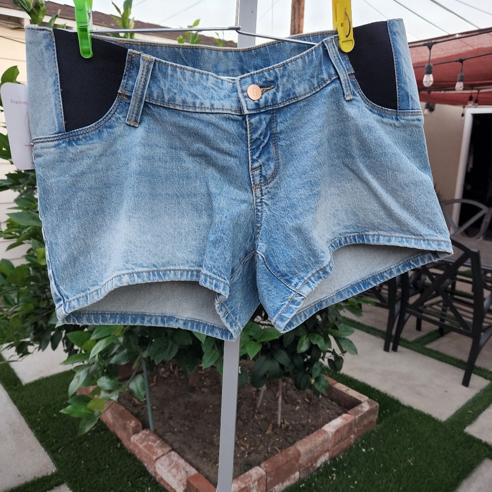 Side Panel MIDI Maternity Jean Shorts